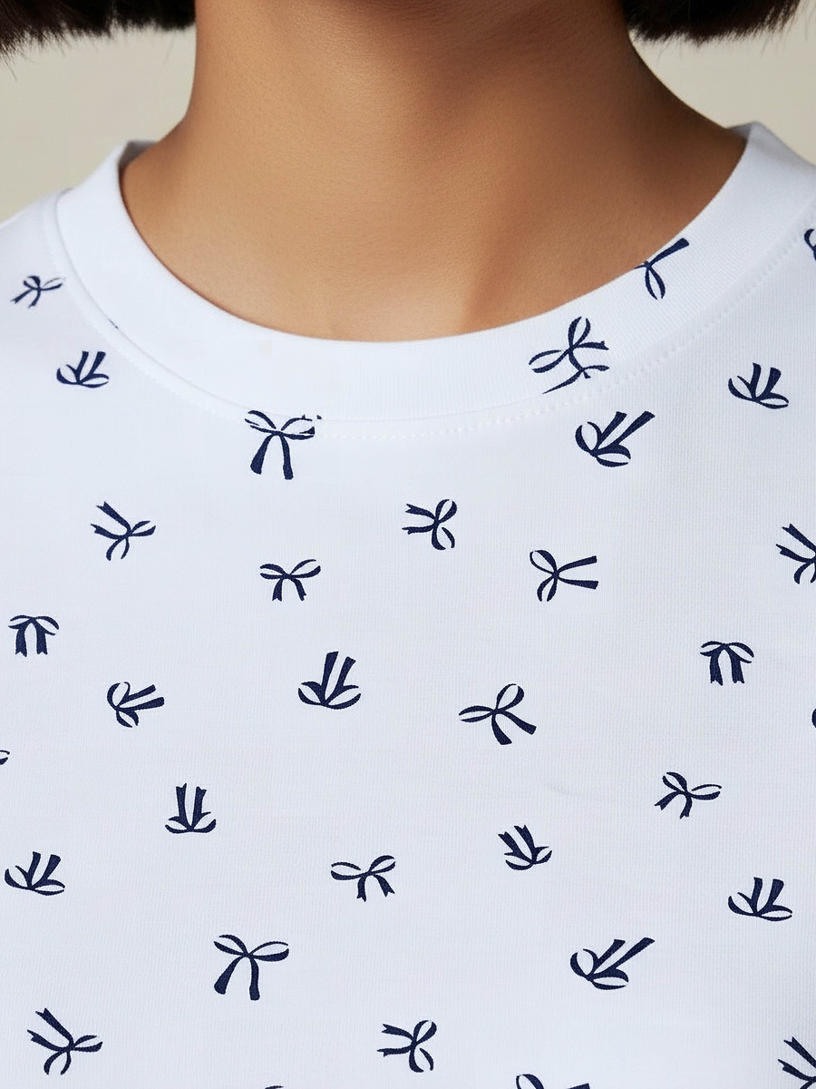 Slim Fit T-Shirt with Bow Print