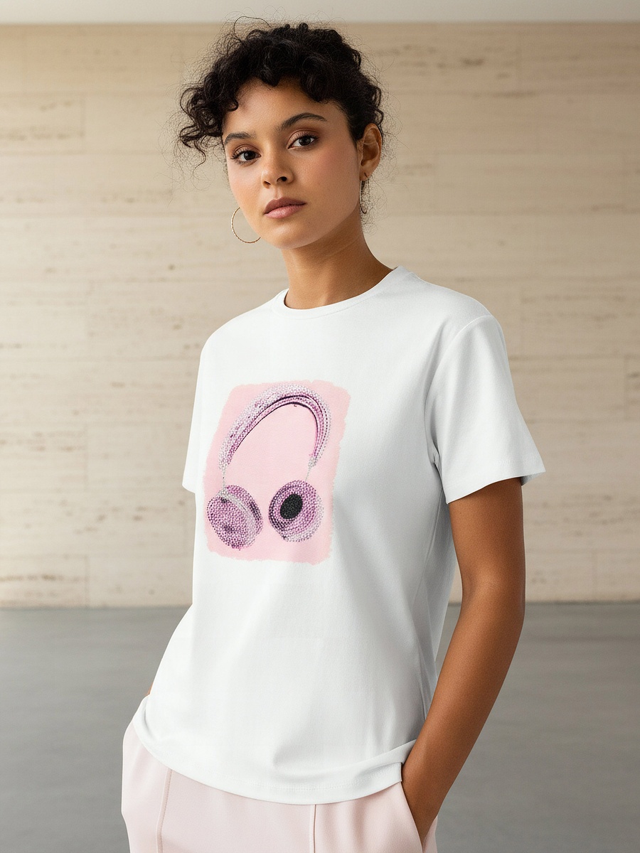 تيشيرت قطن بتفاصيل مزينة