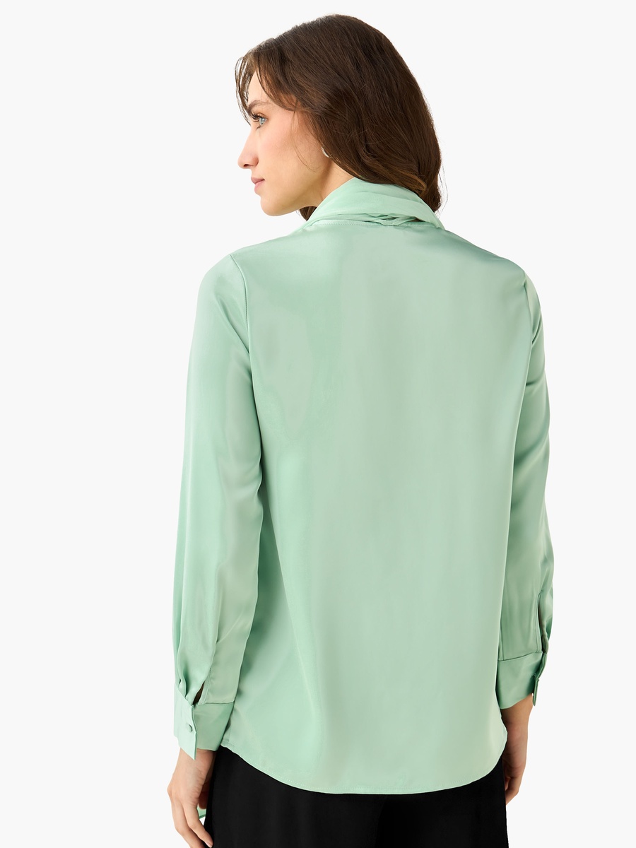 Regular Fit Shirt with Attached Scarf