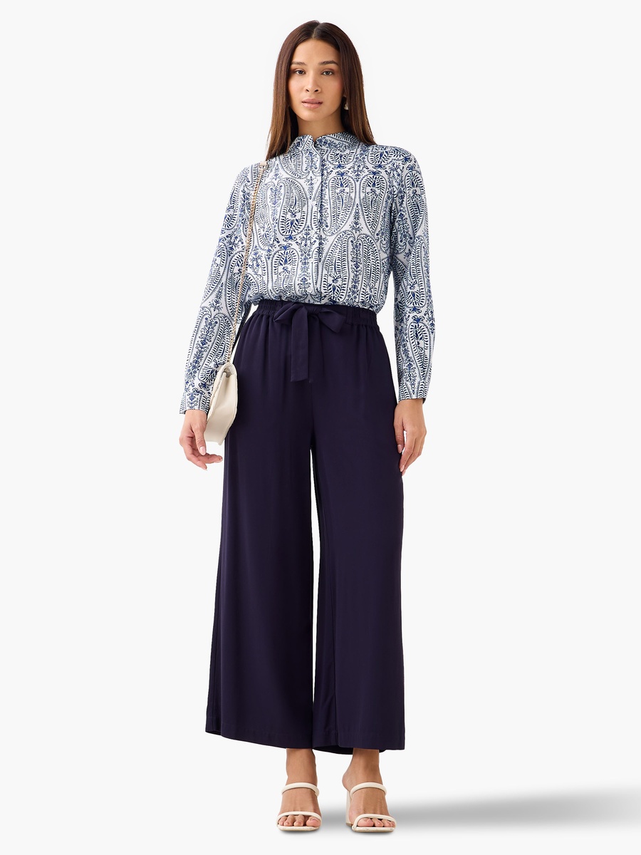 Regular Fit Printed Shirt with Mandarin Collar