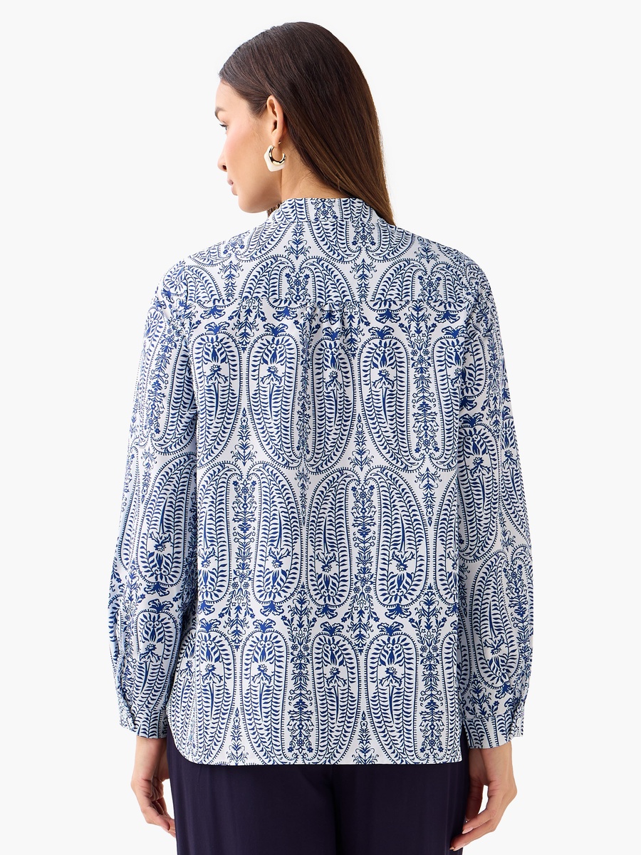 Regular Fit Printed Shirt with Mandarin Collar