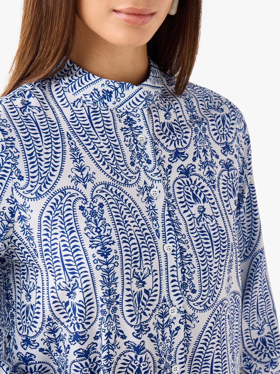 Regular Fit Printed Shirt with Mandarin Collar