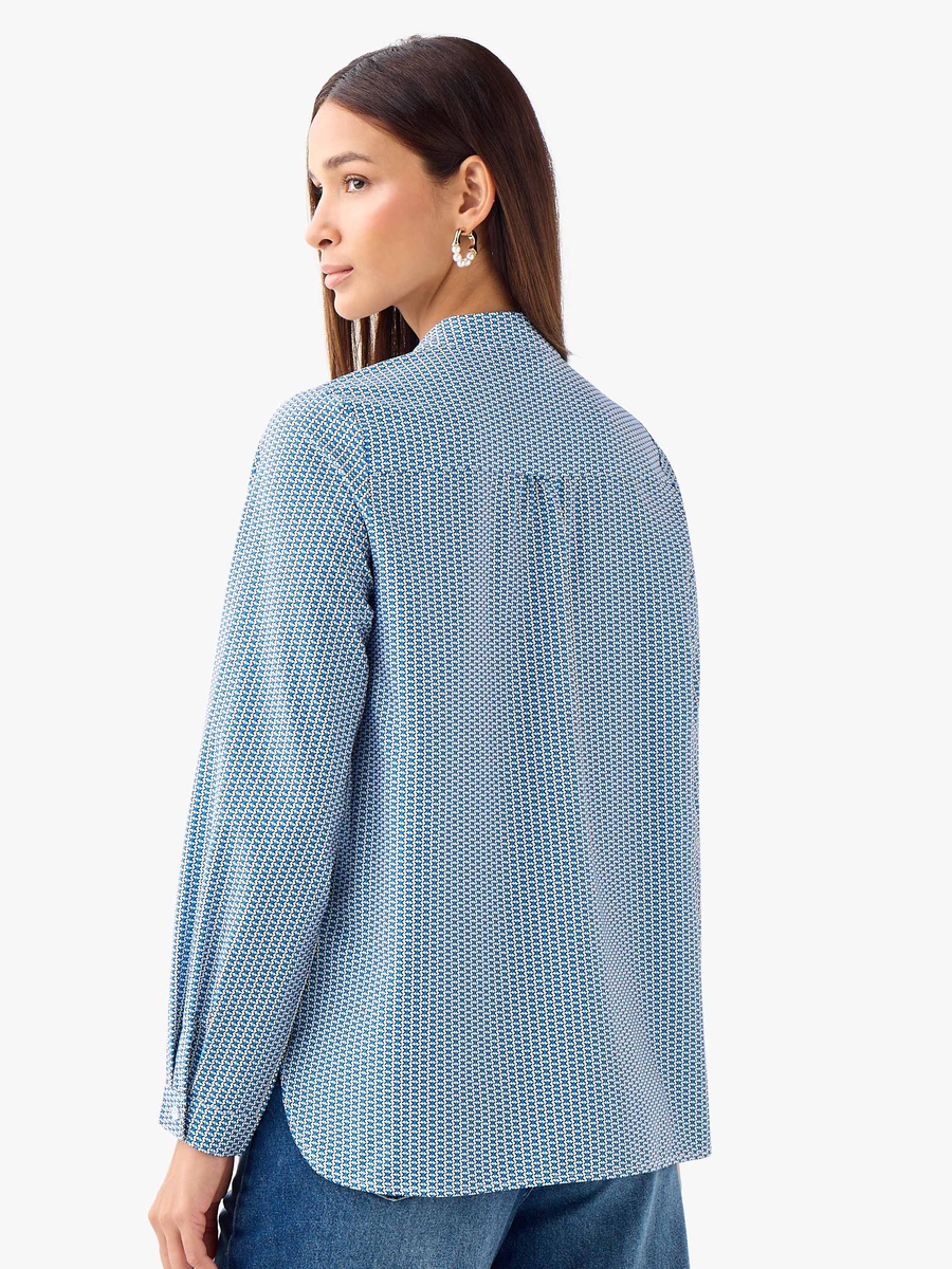 Regular Fit Printed Shirt with Mandarin Collar
