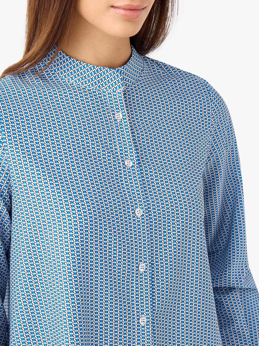 Regular Fit Printed Shirt with Mandarin Collar