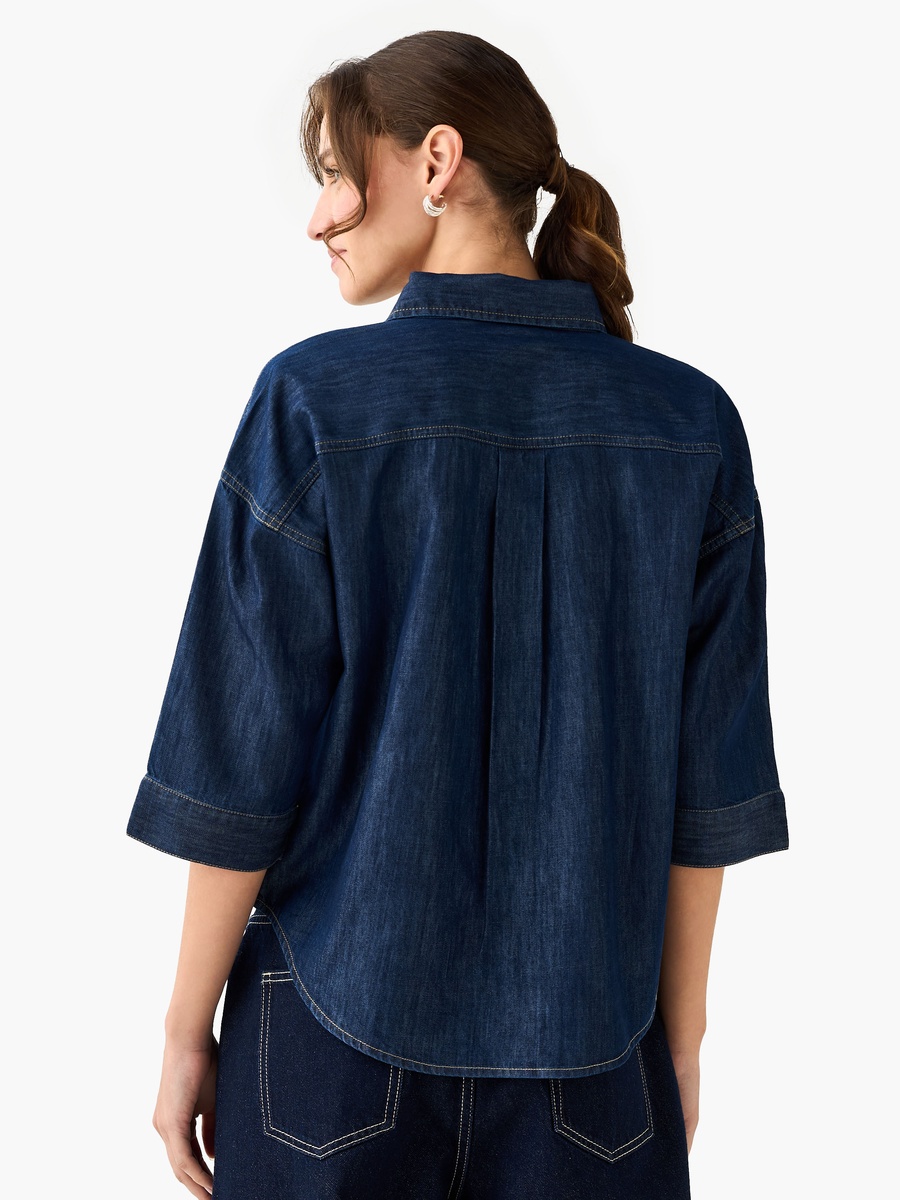 Regular Fit Drop Shoulder Top with Collar