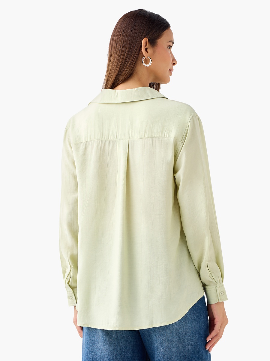 Regular Fit Viscose Top with Button Detail
