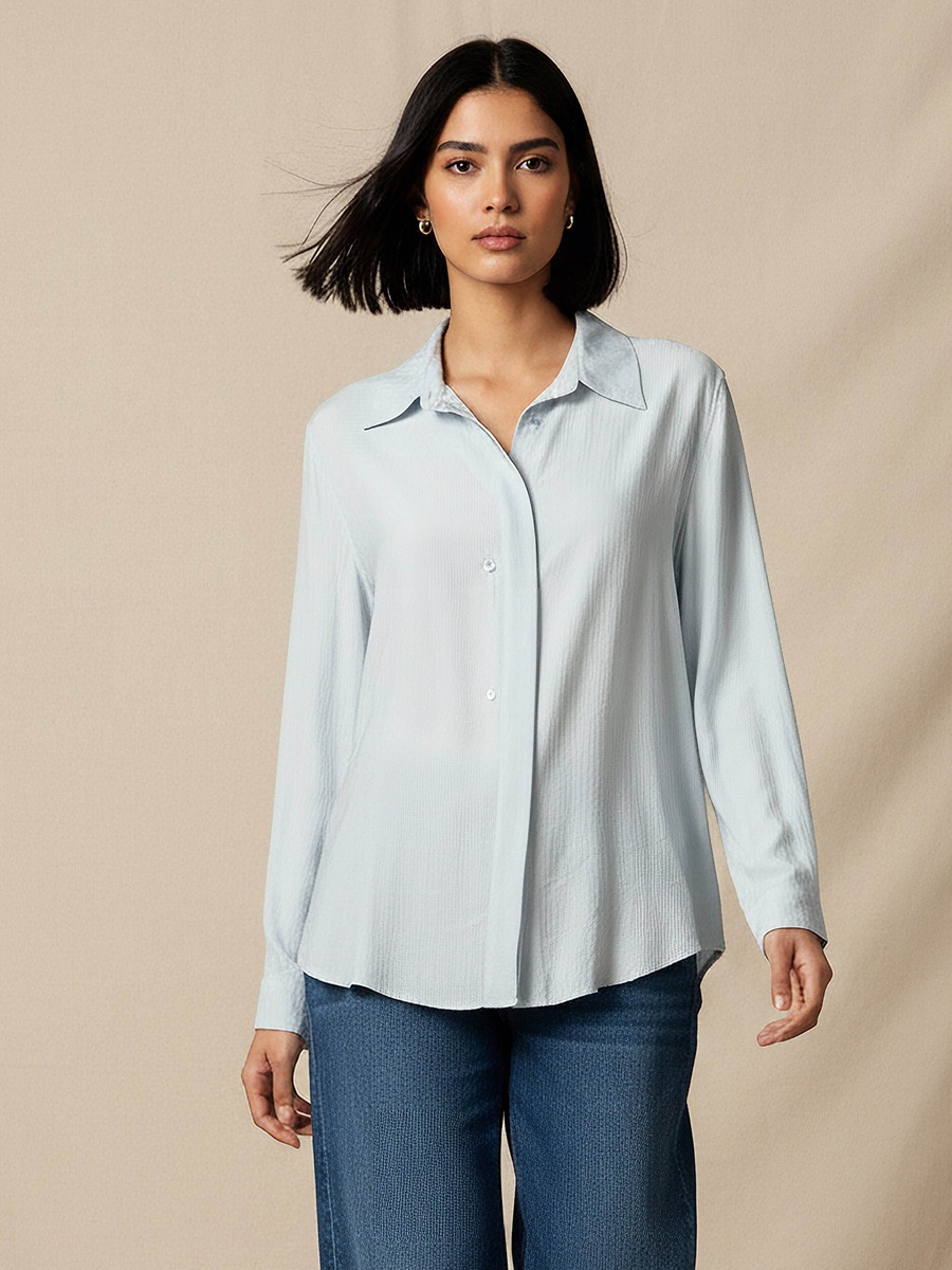 Regular Fit Viscose Top with Button Detail