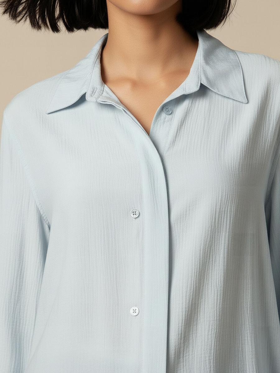 Regular Fit Viscose Top with Button Detail