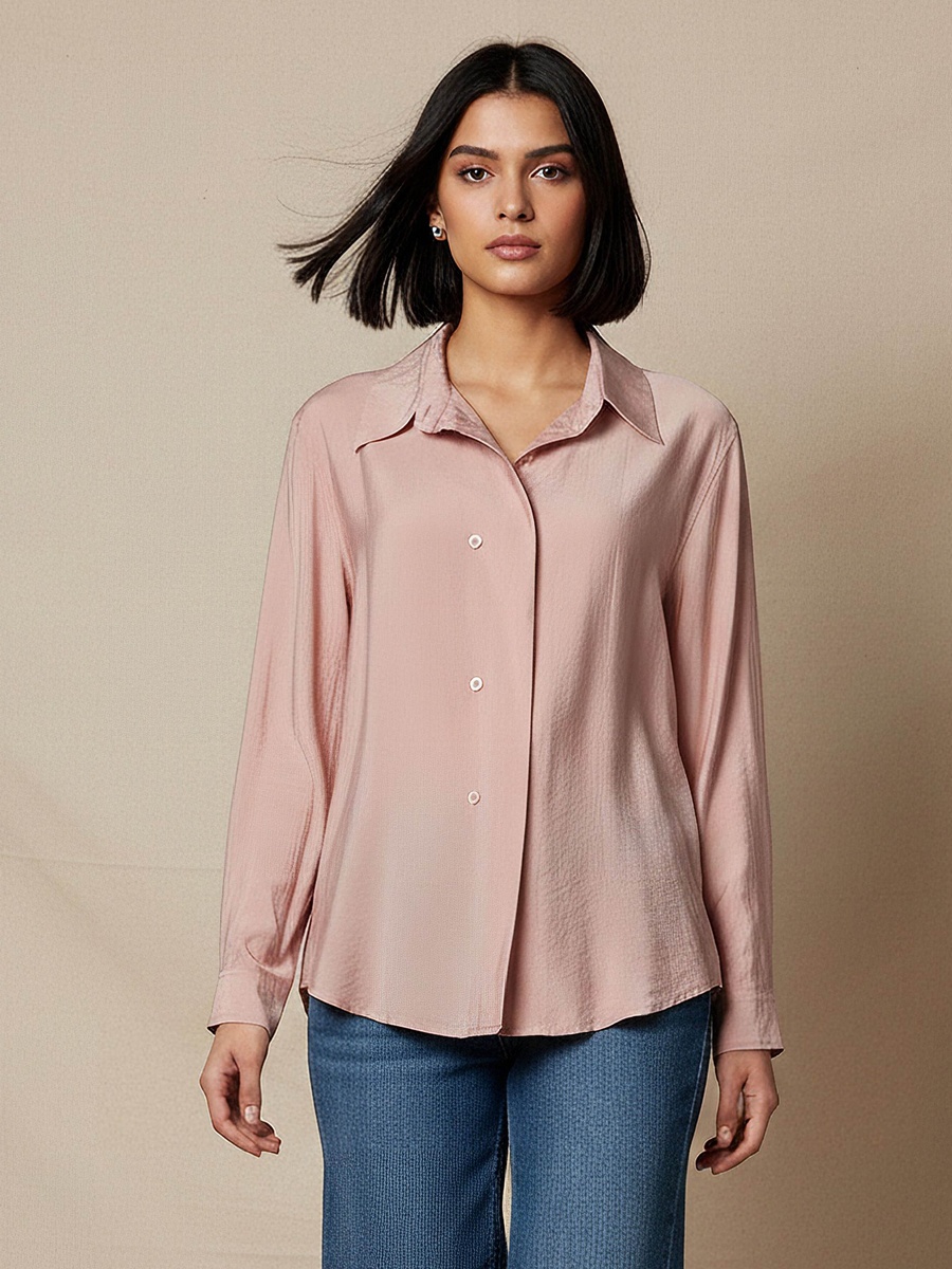 Regular Fit Viscose Top with Button Detail