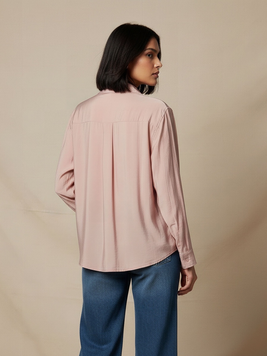 Regular Fit Viscose Top with Button Detail