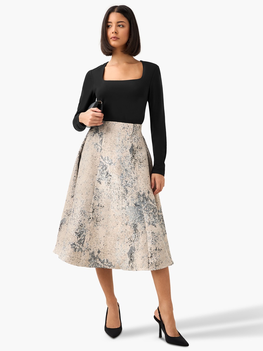 Midi A-Line Skirt with Zip Closure
