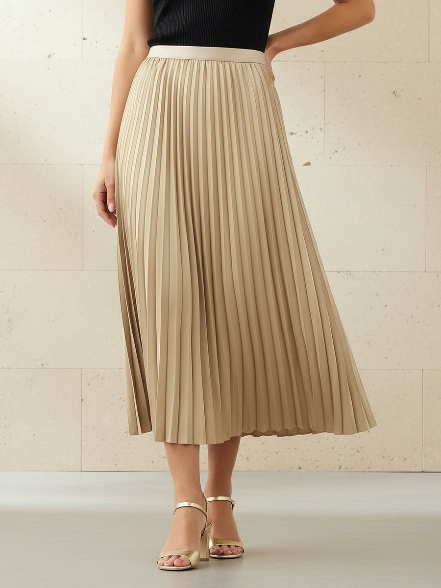 Maxi Pleated Skirt with Elasticated Waist