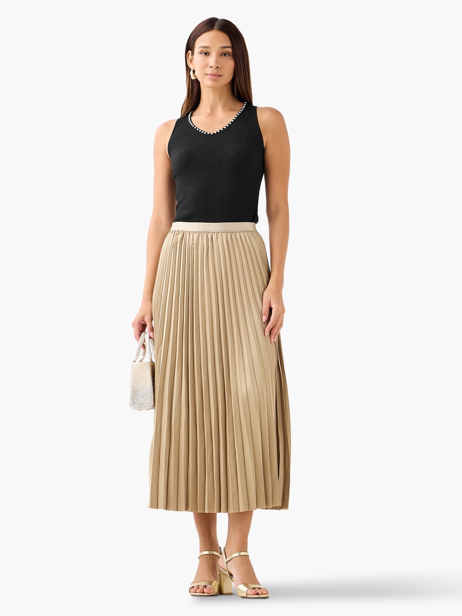 Maxi Pleated Skirt with Elasticated Waist