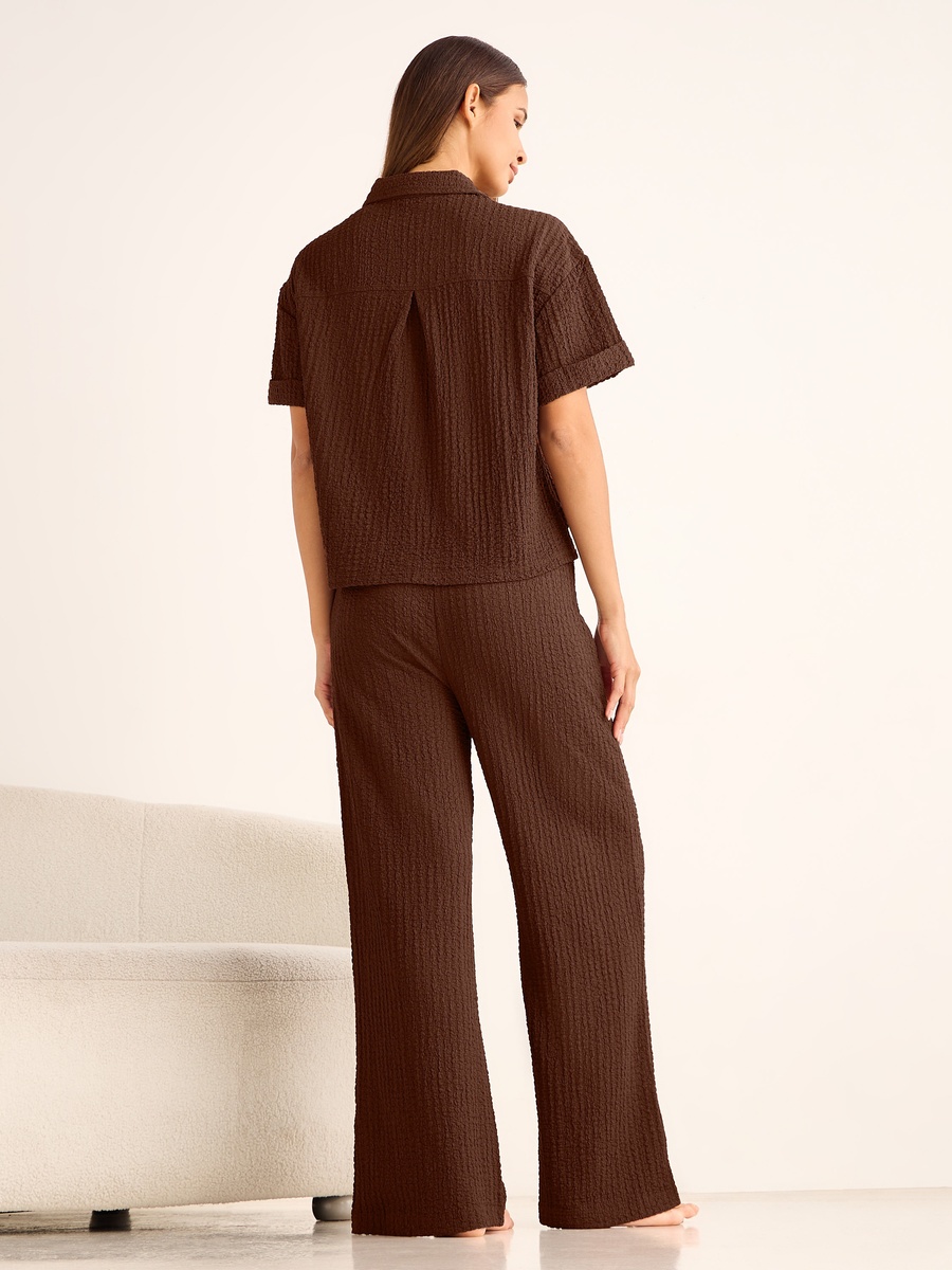 Coord Set with Shirt and Wide Leg Pants