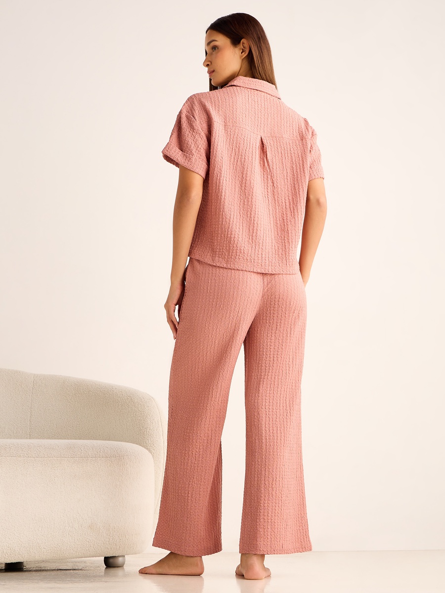 Coord Set with Shirt and Wide Leg Pants