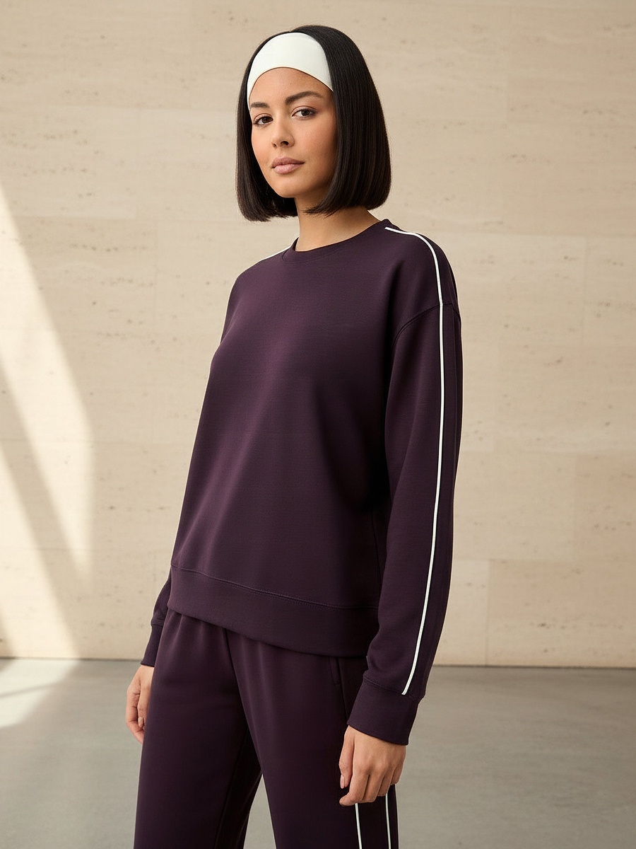 Women Contrast Piping Sweatshirt