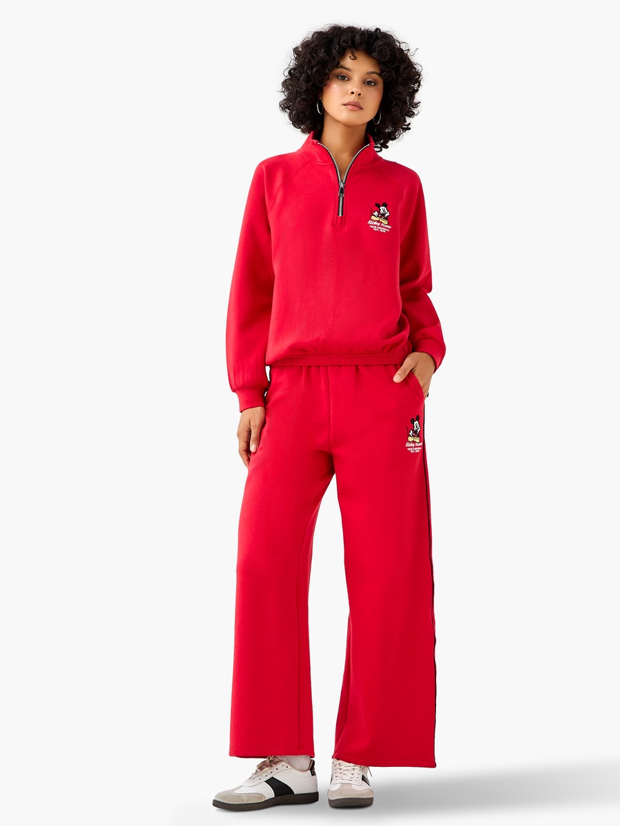 Cotton Sweatshirt with Mickey Mouse Embroidery