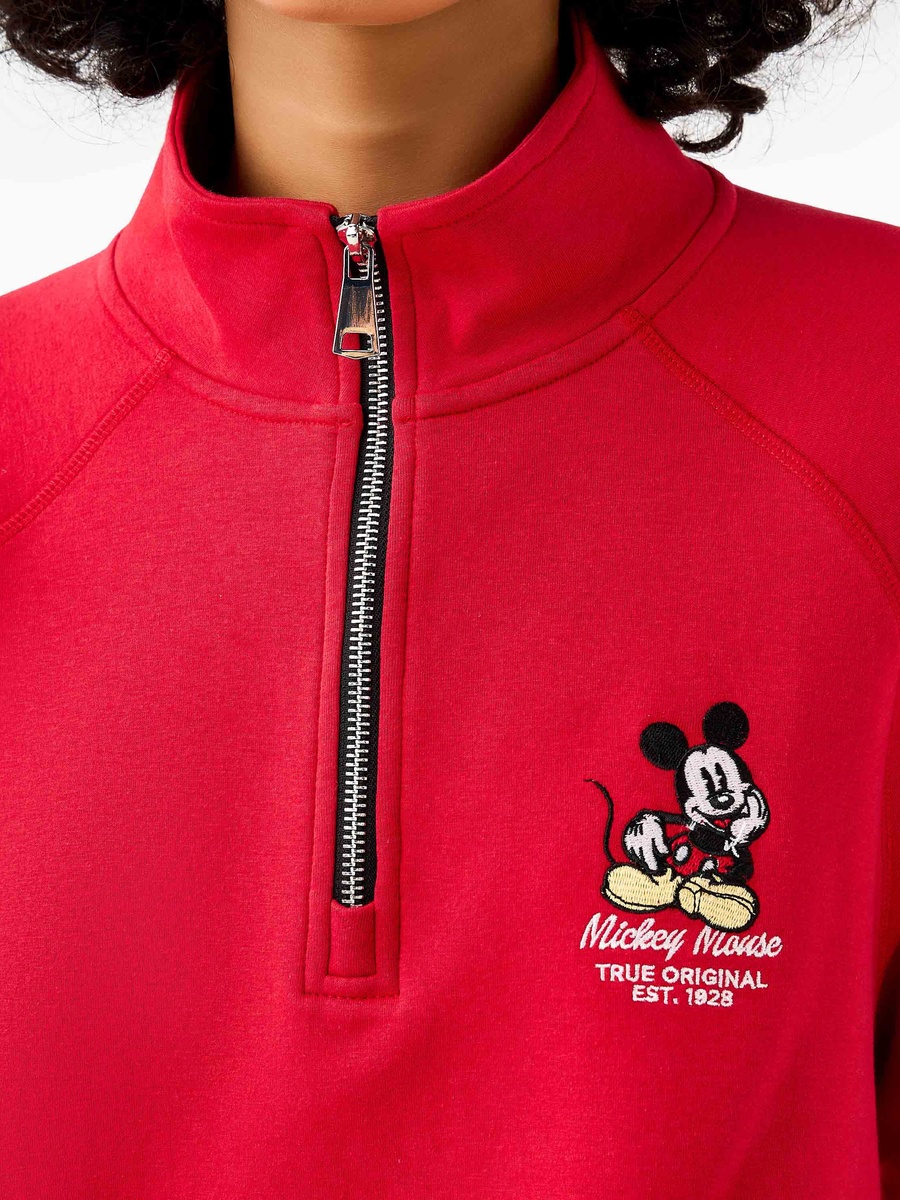 Cotton Sweatshirt with Mickey Mouse Embroidery