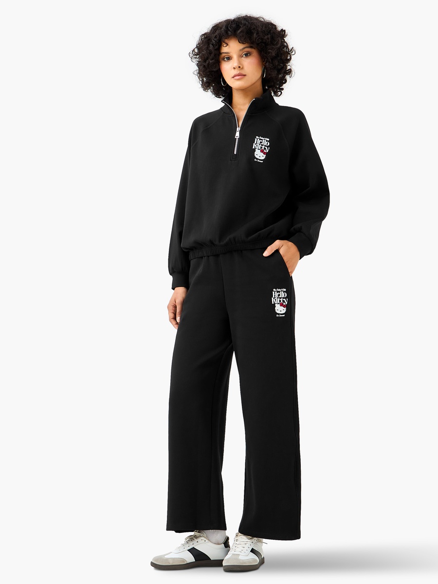 Cotton Sweatshirt with Hello Kitty Embroidery