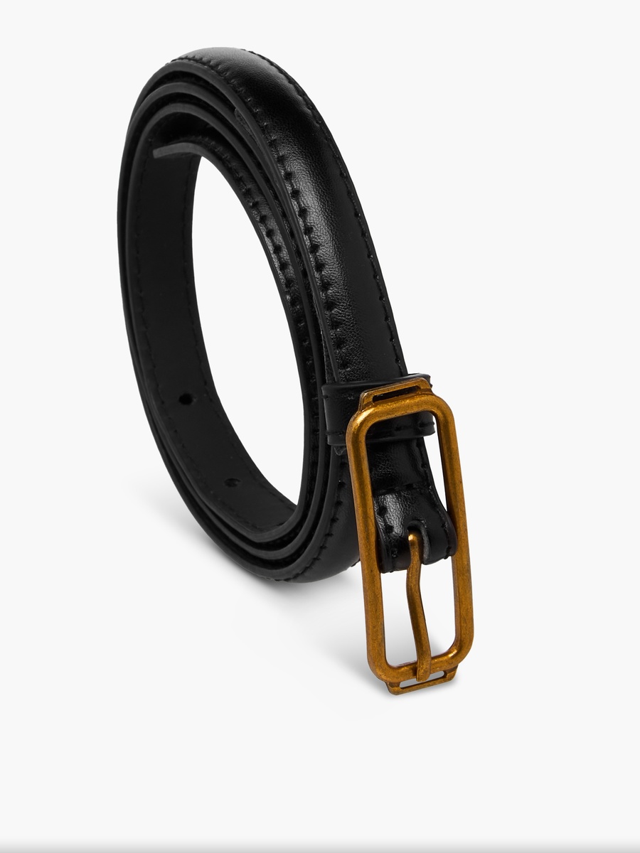 Faux Leather Belt with Rectangle Buckle - Set of 2