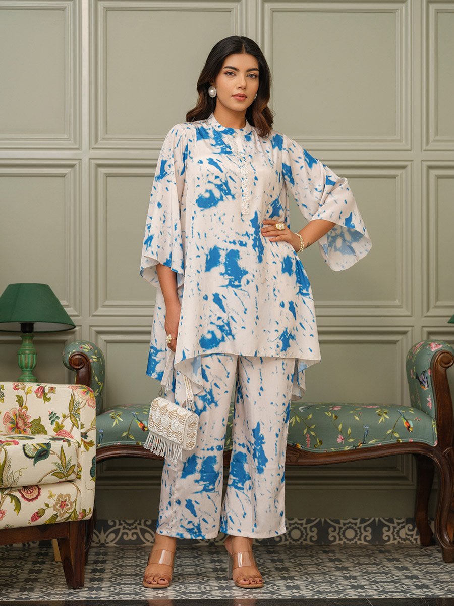 Women Tie-Dye Print Tunic and Trousers Co-Ords