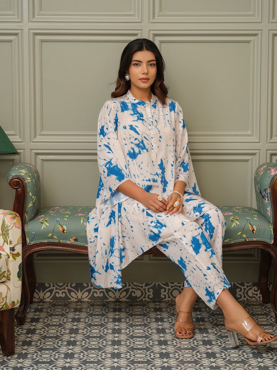 Women Tie-Dye Print Tunic and Trousers Co-Ords