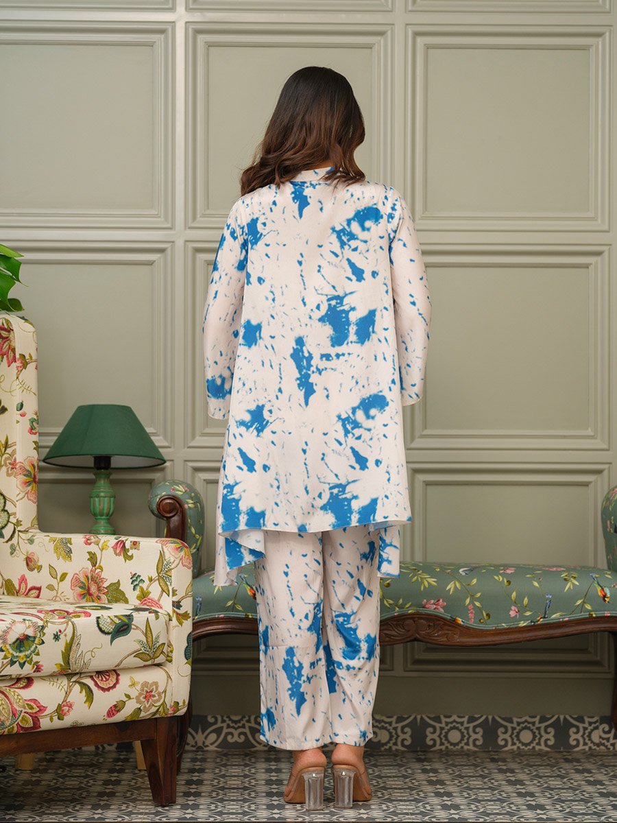 Women Tie-Dye Print Tunic and Trousers Co-Ords