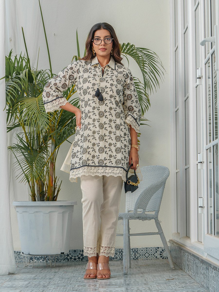 Women Floral Print Cotton Tunic and Trousers Co-Ords