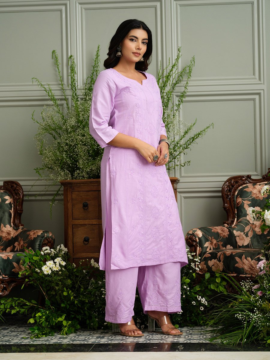 Women Ethnic Motifs Embroidered Kurta and Trousers Co-Ords