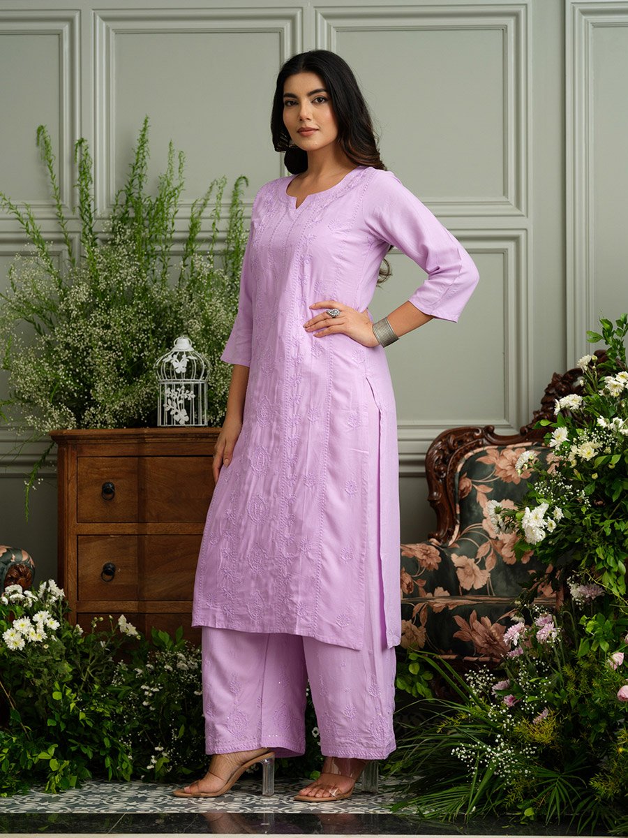 Women Ethnic Motifs Embroidered Kurta and Trousers Co-Ords