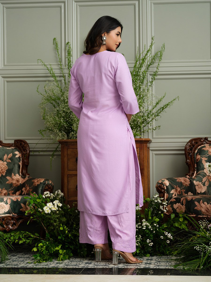 Women Ethnic Motifs Embroidered Kurta and Trousers Co-Ords