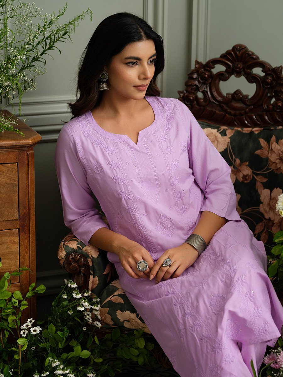 Women Ethnic Motifs Embroidered Kurta and Trousers Co-Ords
