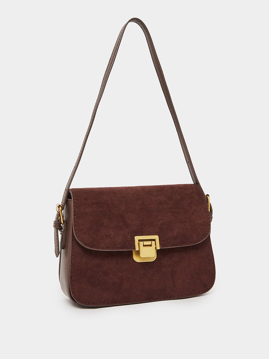 Brown Suede Shoulder Bag