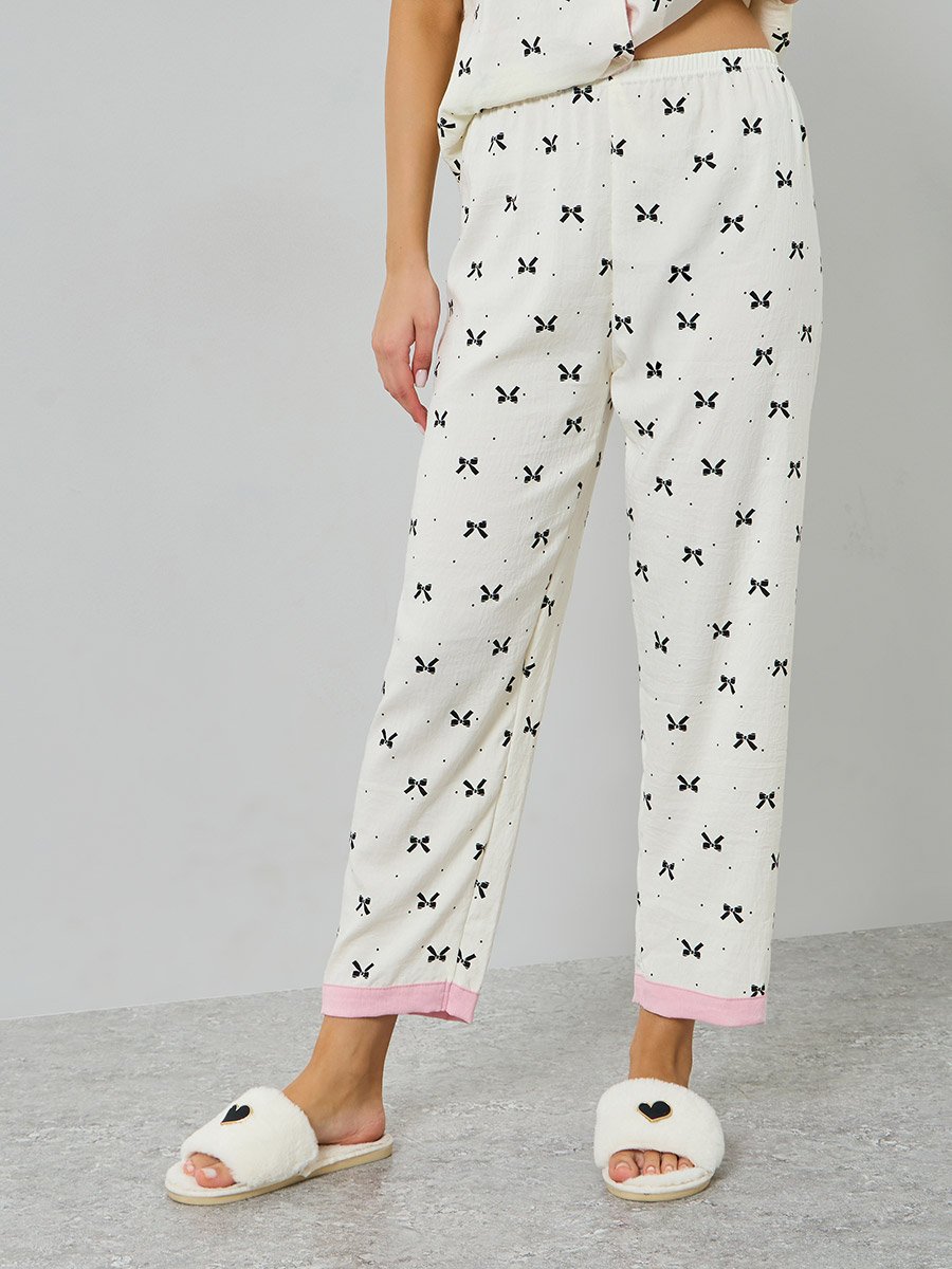 Pack of 3 - Cat Bow Print Shirt, Short and Pyjama Set