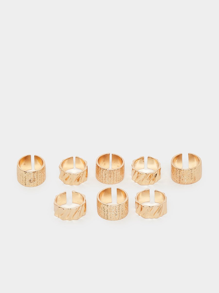 Pack of 8 - Textured Adjustable Rings