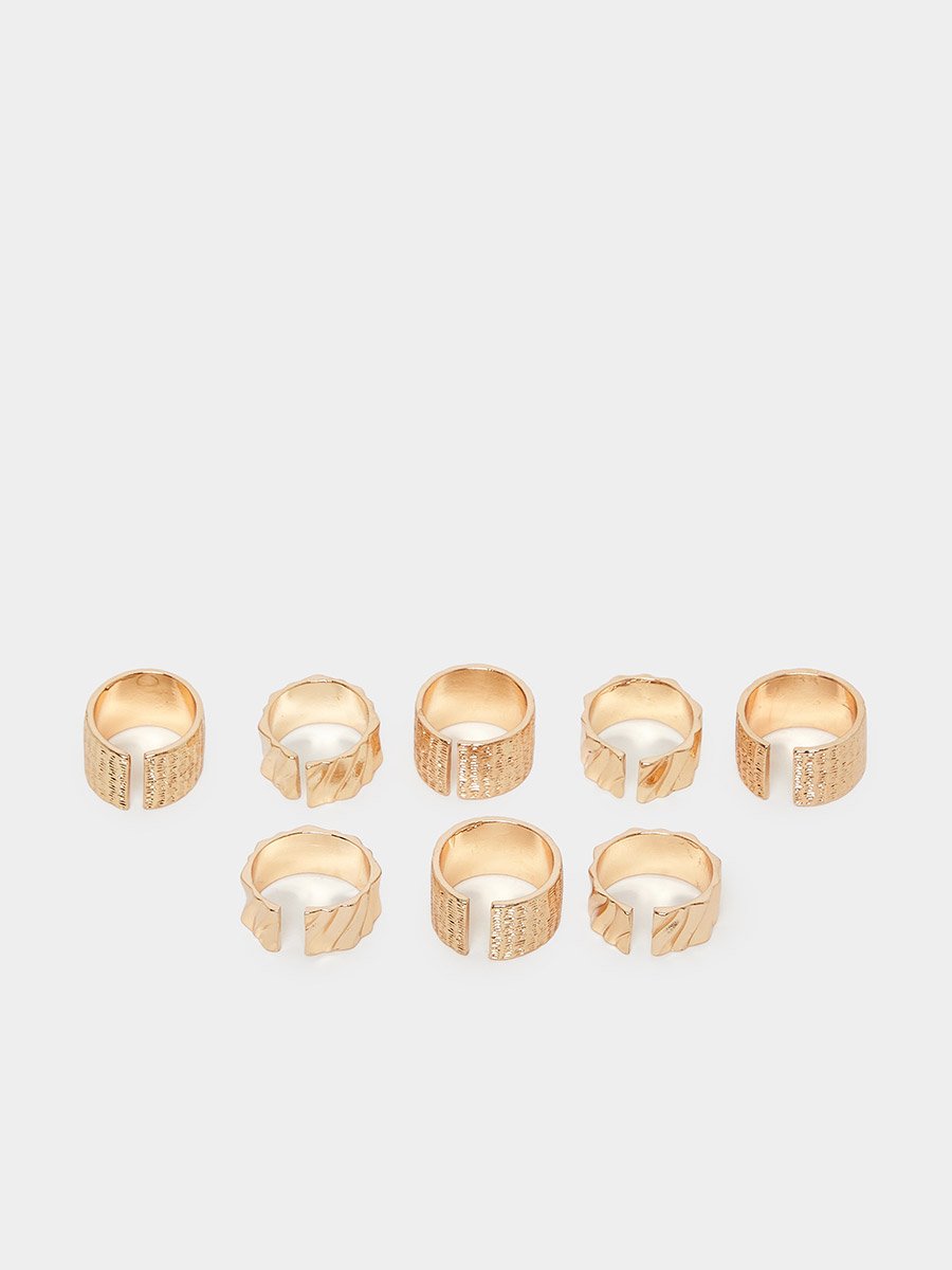 Pack of 8 - Textured Adjustable Rings