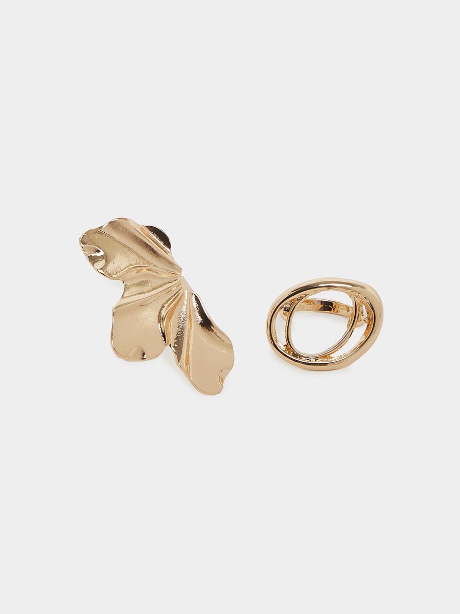 Set of 4 - Hammered Floral Rings