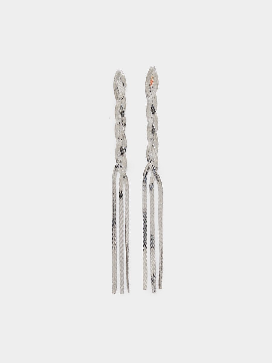 Silver Plait Dangler Earrings