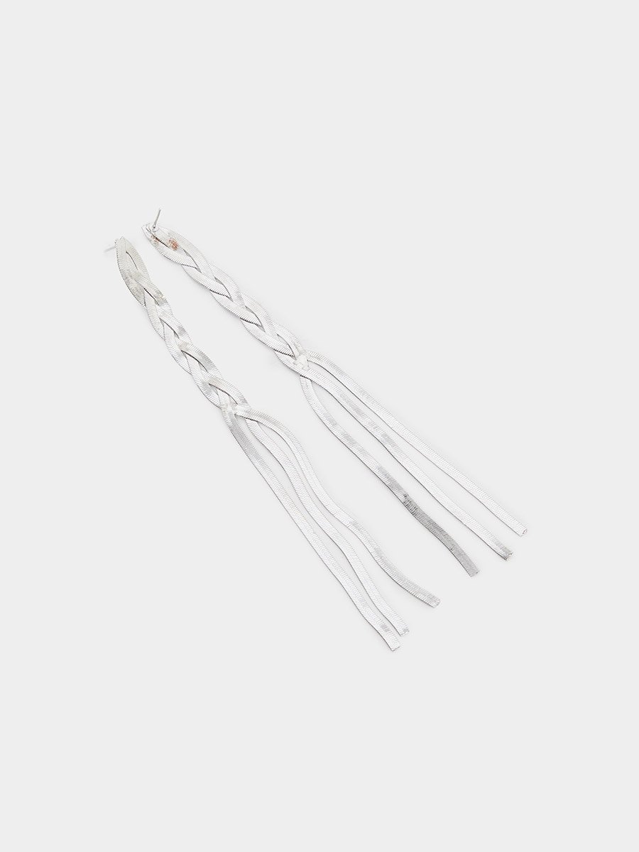 Silver Plait Dangler Earrings