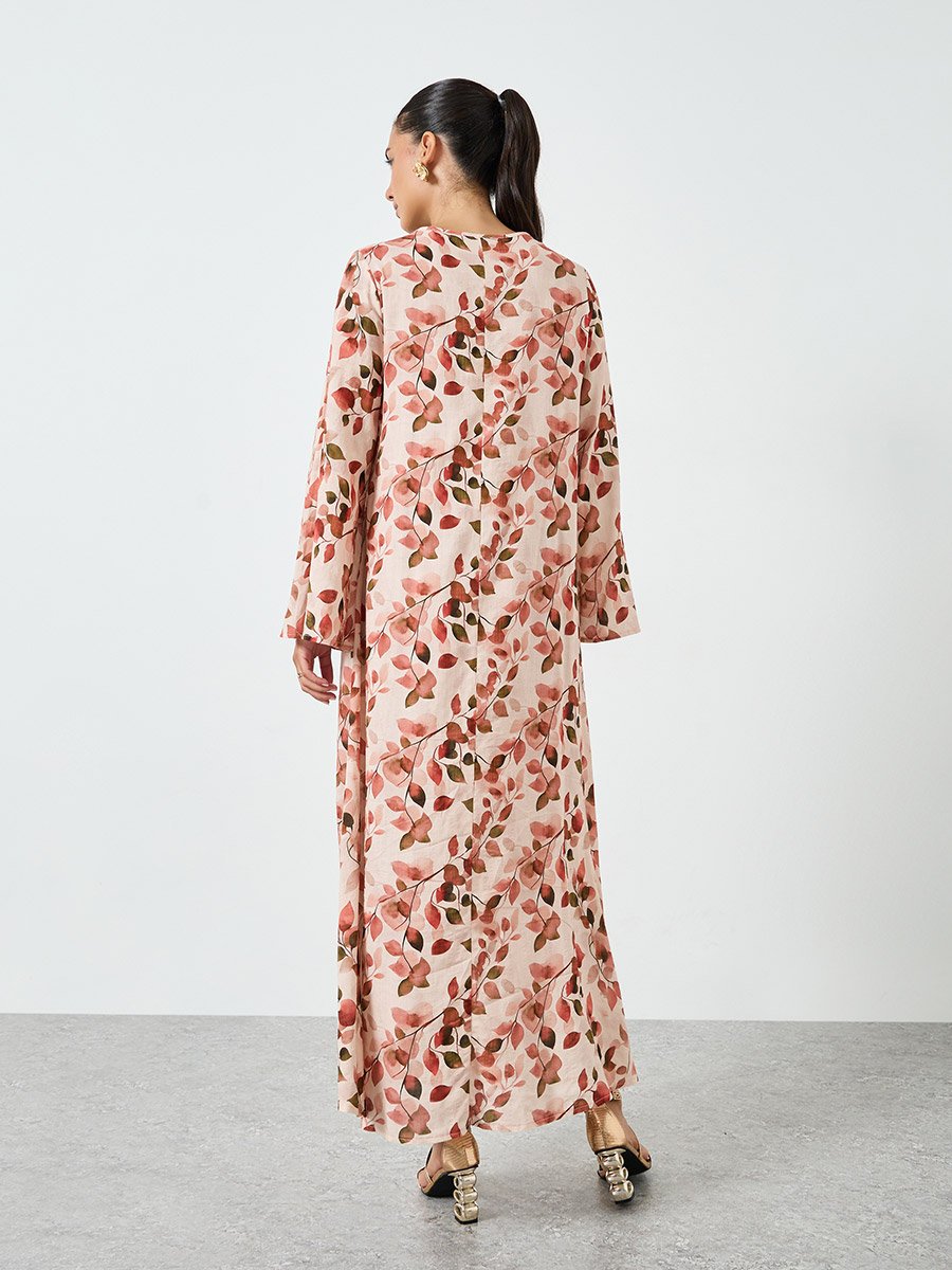 Floral Printed Embroidered Mukhawar Jalabiya