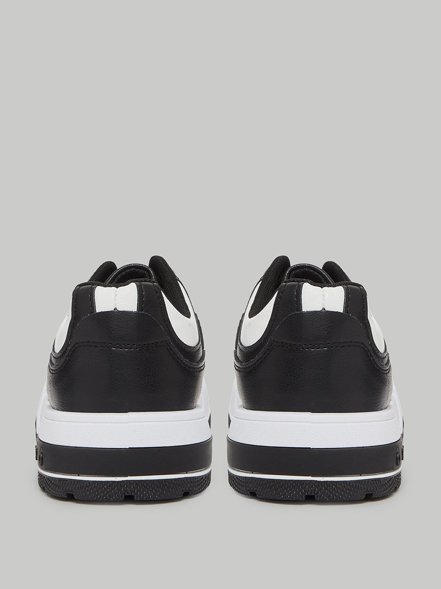 Black Contrast Panel Lace-Up Sneakers