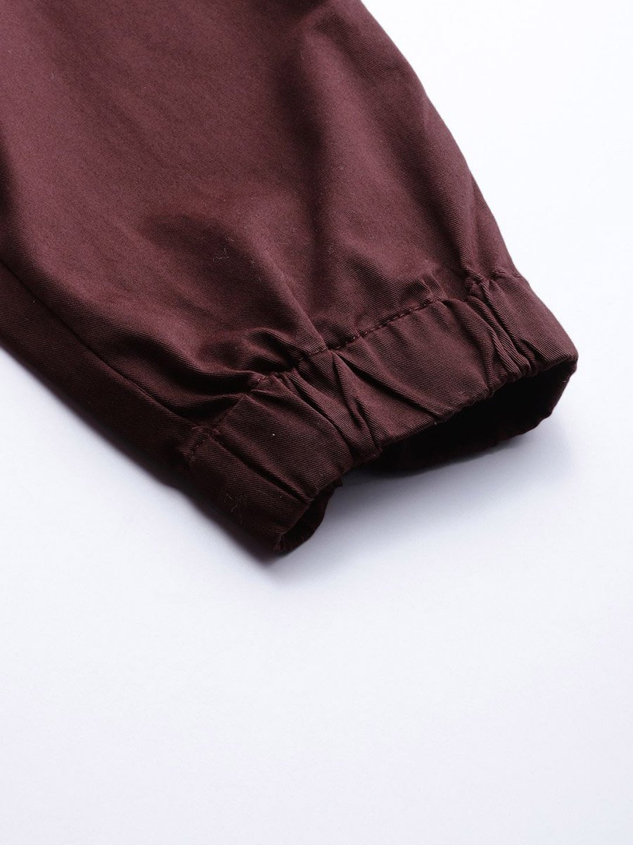 Men Burgundy Slim Fit Cargo Joggers
