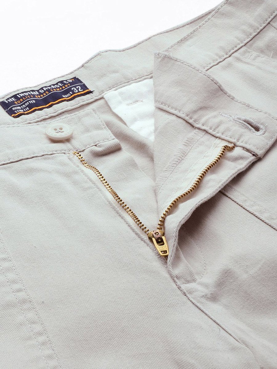 Men Grey Regular Fit Solid Cargo Pants