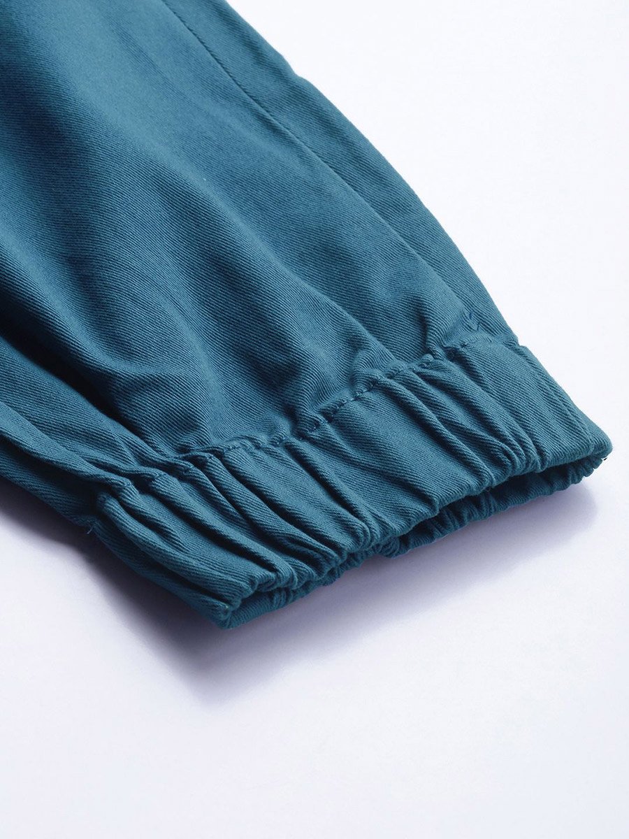 Men Blue Slim Fit Solid Cargo Joggers