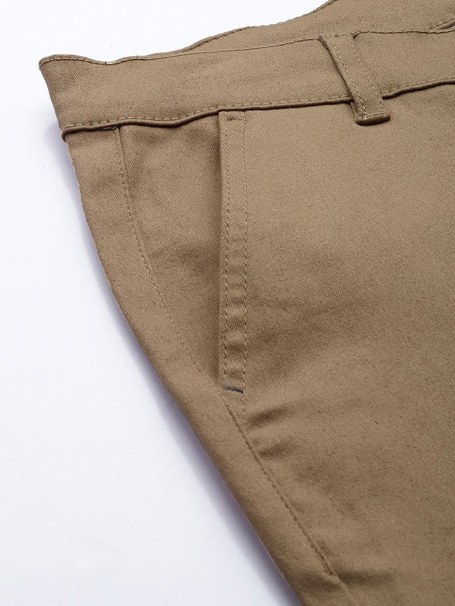 Men Brown Slim Fit Solid Chinos