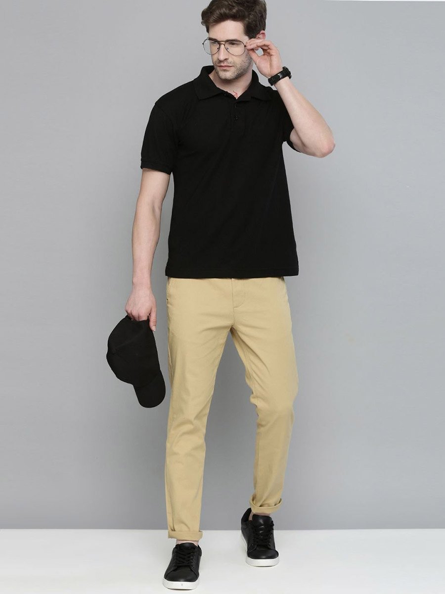 Men Slim Fit Solid Chinos