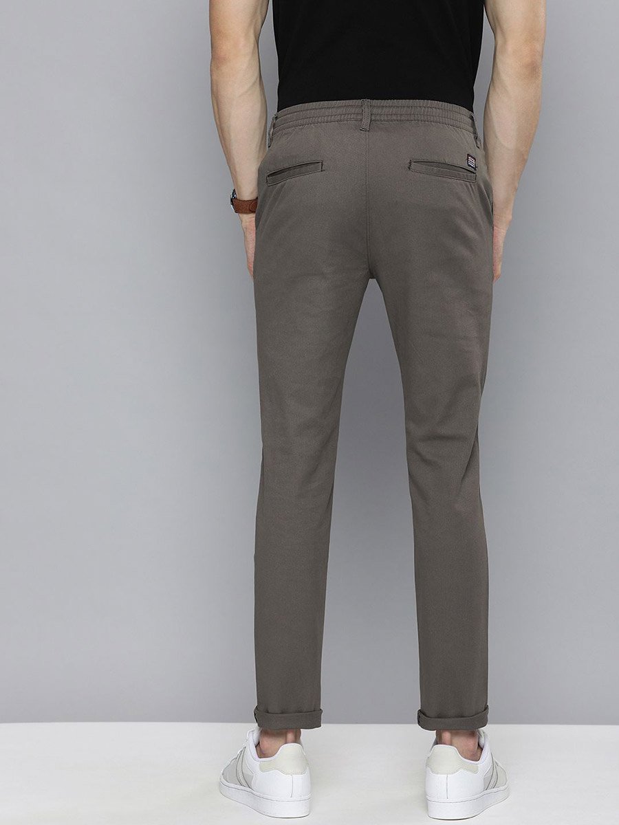 Men Grey Slim Fit Solid Chinos