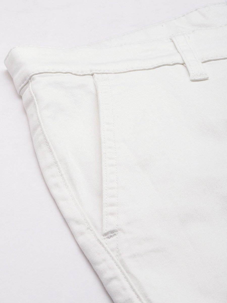 Men White Slim Fit Solid Chinos