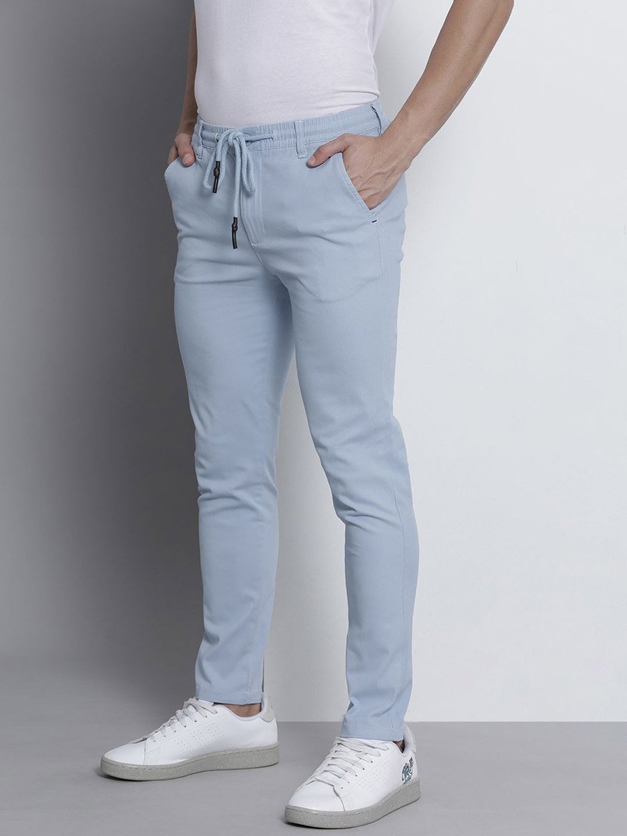 Men Blue Slim Fit Solid Chinos