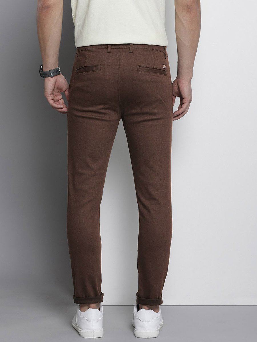 Men Brown Slim Fit Solid Chinos